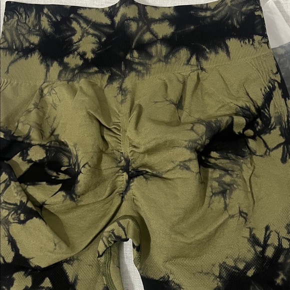 Green Tie-Dye high waisted tummy control Women's Shorts - Picture 3 of 5